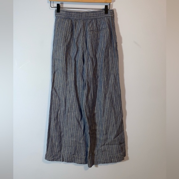 Brochu Walker linen wide leg cropped Blue pin Striped Women's Pants size XS - Picture 2 of 10